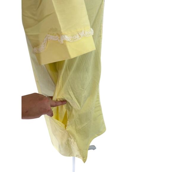 Smart Time Yellow- Day Dress POCKETS retro Vintage nightgown  casual lace collar - Picture 4 of 7